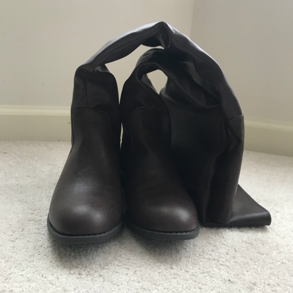 Dark brown over the knee riding boots